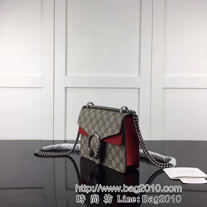 GUCCI古馳原單 新款專櫃品質高仿原單貨實物實拍 421970啡pvc配大紅單肩斜挎包 HY1032